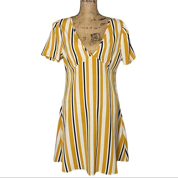 COTTON ON Striped V-neck A-line Dress Medium - Picture 2 of 9